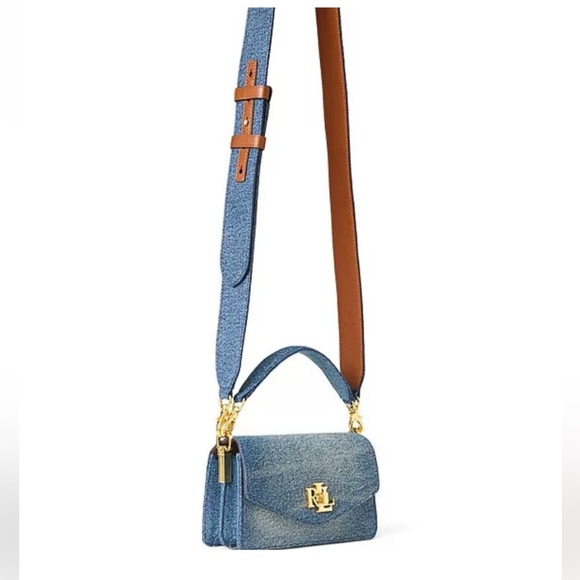 NWOT Lauren Ralph Lauren Washed Denim Small Tayler Crossbody Bag✨ Brand New - Picture 3 of 16